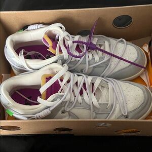 Off-White White and Purple Sneakers